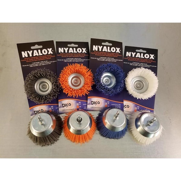 Dico Dico Nyalox 2.5 in. D X 1/4 in. X 1/4 in. D Crimped Nylon Mandrel Mounted Cup Brush 4500 rpm 1 pc - 541-774-2-1/2