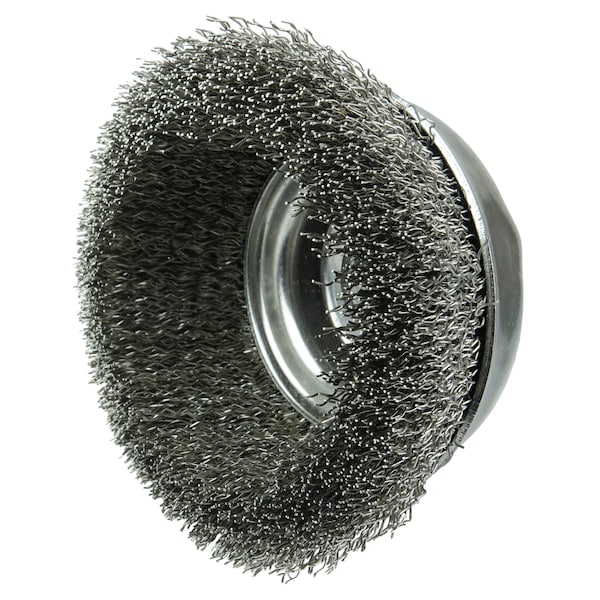 Weiler 5" Crimped Wire Cup Brush .020" Stainless Steel Fill 5/8"-11 UNC Nut - 14256