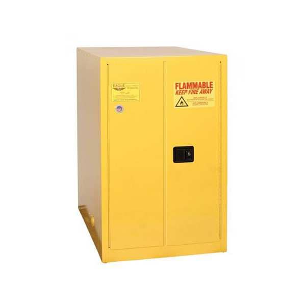 Eagle Flammables Safety Cabinet, 55 gal, 0 Shelves, Steel, 30 in W x 50 in H x 48 in D, Yellow - 2810X