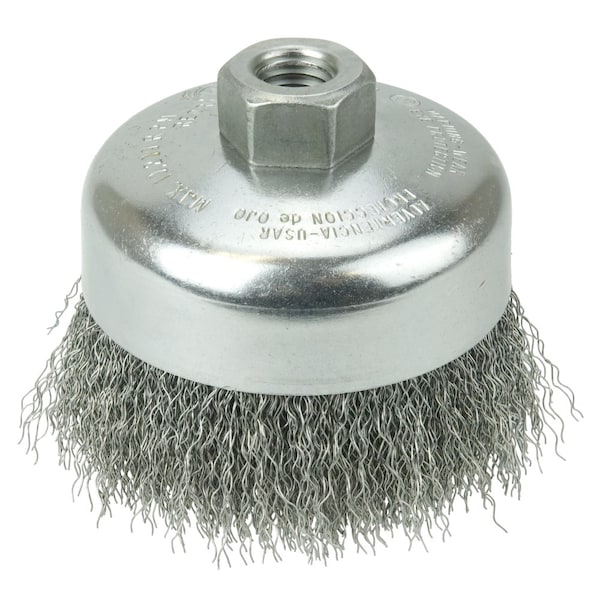 Weiler 4" Crimped Wire Cup Brush .014" Steel Fill 5/8"-11 UNC Nut - 14026