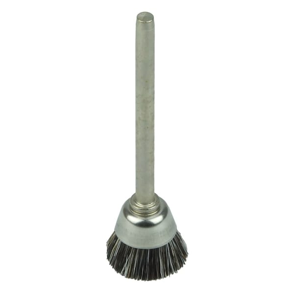 Weiler 9/16" Miniature Cup Brush, Stiff Hair Fill, 1/8" Stem - 26093