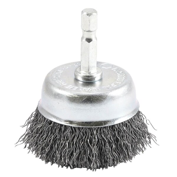 Forney Cup Brush, Crimped, 2 in x .012 in x 1/4 in Hex Shank - 72729