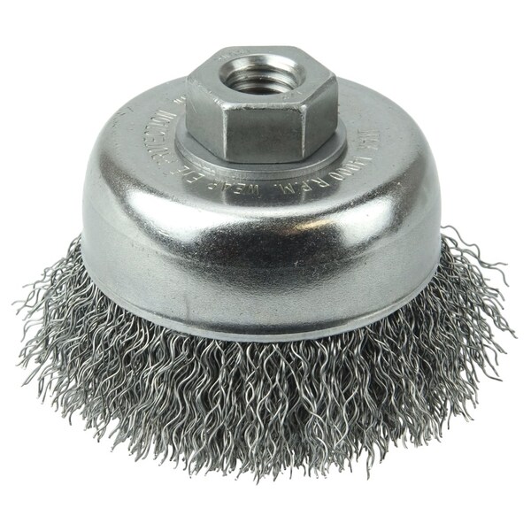 Weiler 3" Crimped Wire Cup Brush .014" Steel Fill 1/2"-13 UNC Nut - 13244