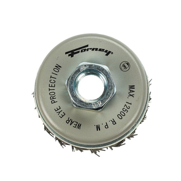 Forney Command PRO Cup Brush, Knotted, 2-3/4 in x .020 in x 5/8 in-11 - 72807