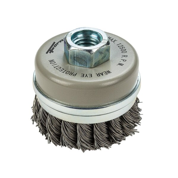 Forney Command PRO Cup Brush, Knotted, 2-3/4 in x .020 in x 5/8 in-11 - 72807