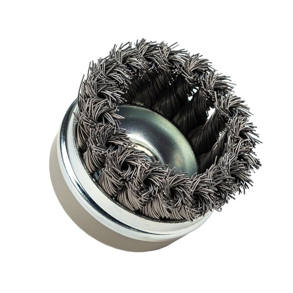 Forney Command PRO Cup Brush, Knotted, 2-3/4 in x .020 in x 5/8 in-11 - 72807
