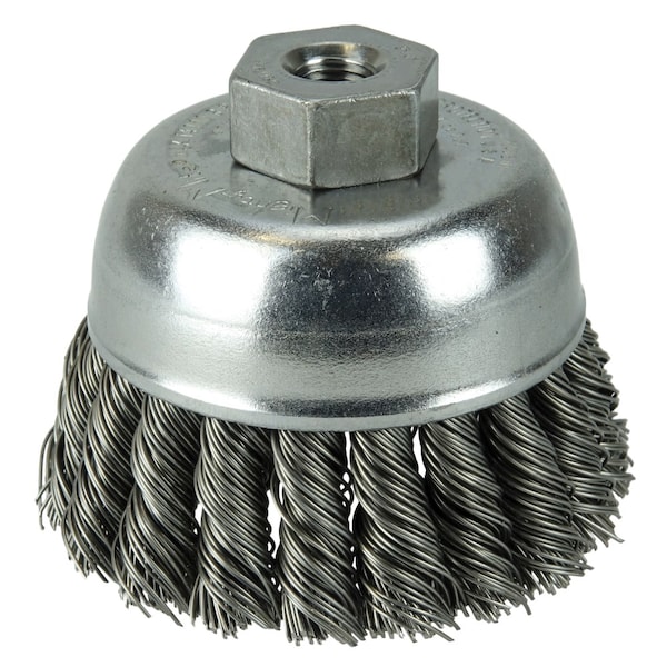 Weiler 2-3/4" Single Row Knot Wire Cup Brush .020" Steel Fill 3/8"-24 UNF Nut - 13284