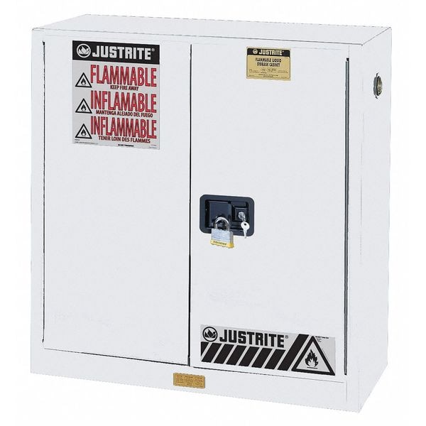 Justrite Flammable Liquid Safety Cabinet, 30 gal, 1 Shelves, Galvanized Steel, 43 in W x 44" H x 18 in D - 893025