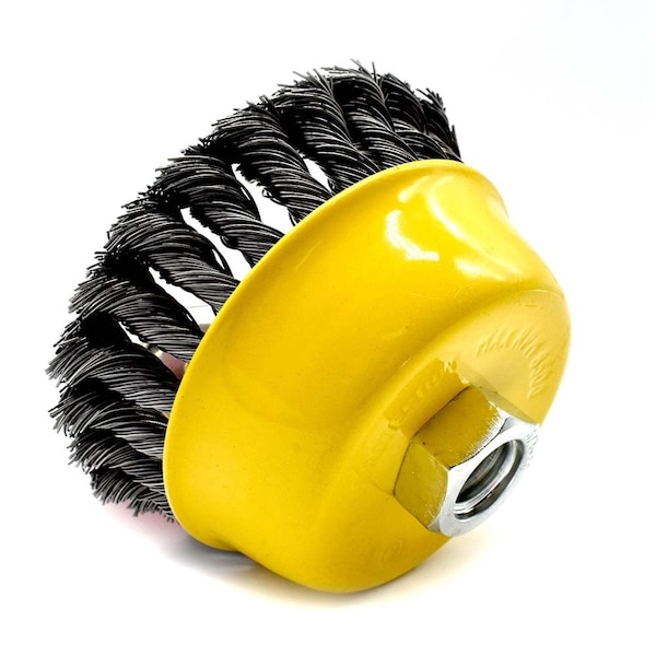 Superior Steel 4" Wire Cup Brush, 5/8-11 Thread - Crimped Wire 8500 RPM - S1824