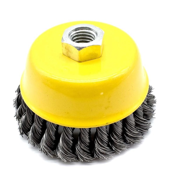 Superior Steel 4" Wire Cup Brush, 5/8-11 Thread - Crimped Wire 8500 RPM - S1824