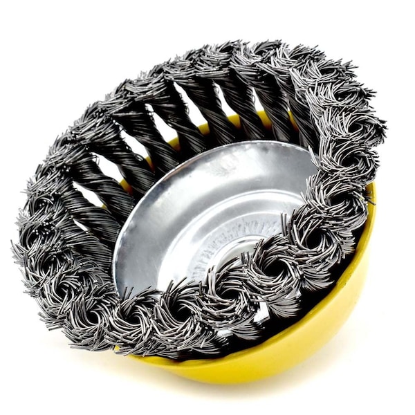 Superior Steel 4" Wire Cup Brush, 5/8-11 Thread - Crimped Wire 8500 RPM - S1824