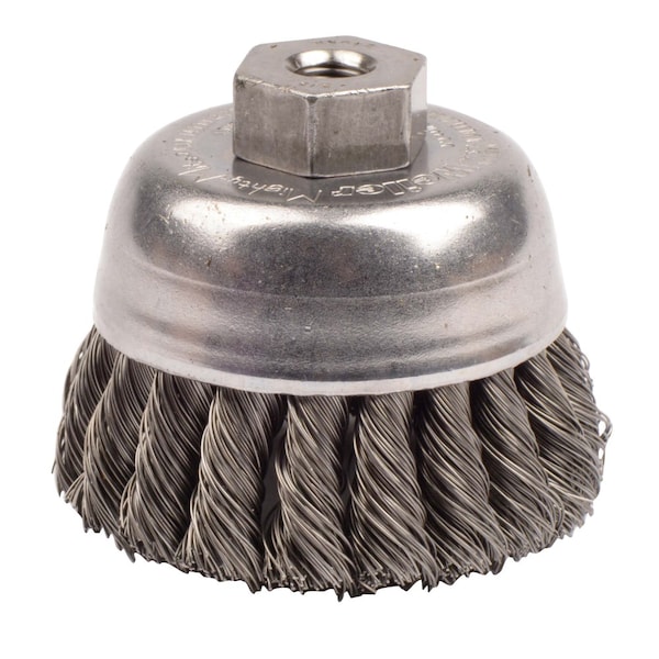 Weiler 2-3/4" Single Row Knot Wire Cup Brush .014" Steel Fill 3/8"-24 UNF Nut - 13021