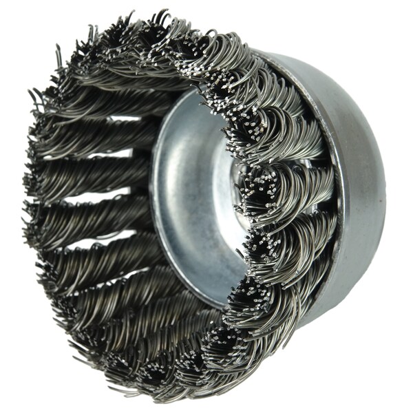 Weiler 2-3/4" Single Row Knot Wire Cup Brush .014" Steel Fill 3/8"-24 UNF Nut - 13021