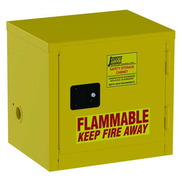 Jamco Flammables Safety Cabinet, 6 gal, 0 Shelves, Steel, 23 in W x 22 in H x 18 in D, Yellow - BY06YP