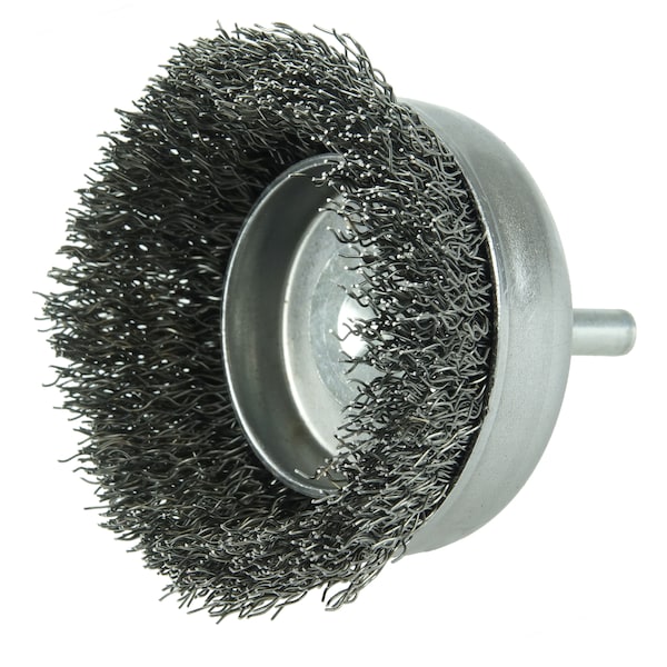 Weiler Wolverine 3" Crimped Wire Cup Brush .014" Steel Fill 1/4" Stem - 36230