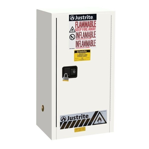 Justrite 15 gal, 1 Shelves, 18-Gauge Steel, 23.25 in W x 44 in H x 18 in D, white - 891525