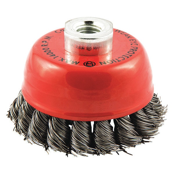 Zoro Select Cup Brush, Wire 0.020" dia., Carbon Steel - 66254442950