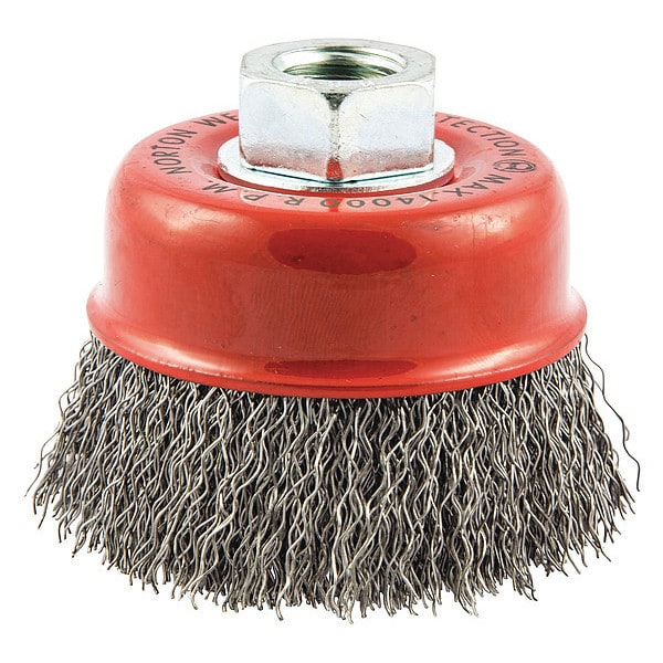 Zoro Select Cup Brush, Crimped, 3" dia., Arbor Hole - 66252839034