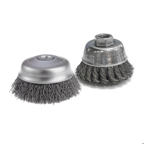 Cgw Abrasives Heavy Duty High Speed Small Grinder Premium Single Row Cup Brush, 6 in Dia Brush, 5/8-11 Arbor Hole,  - 60100