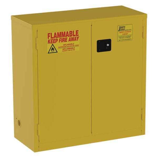 Jamco Flammables Safety Cabinet, 30 gal, 1 Shelves, Steel, 43 in W x 44 in H x 18 in D, Yellow - BM30YP