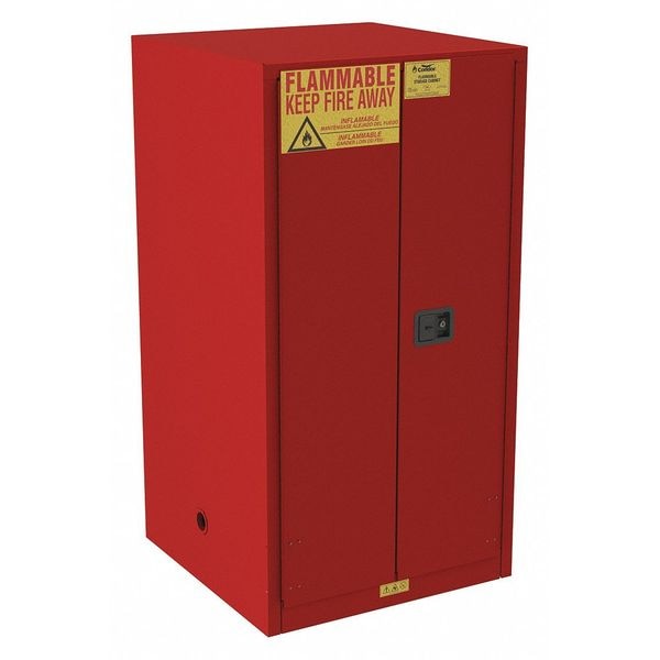 Condor Flammable Safety Storage Cabinet, Recessed Pull Handle, Red, 2 Shelves - 491M98