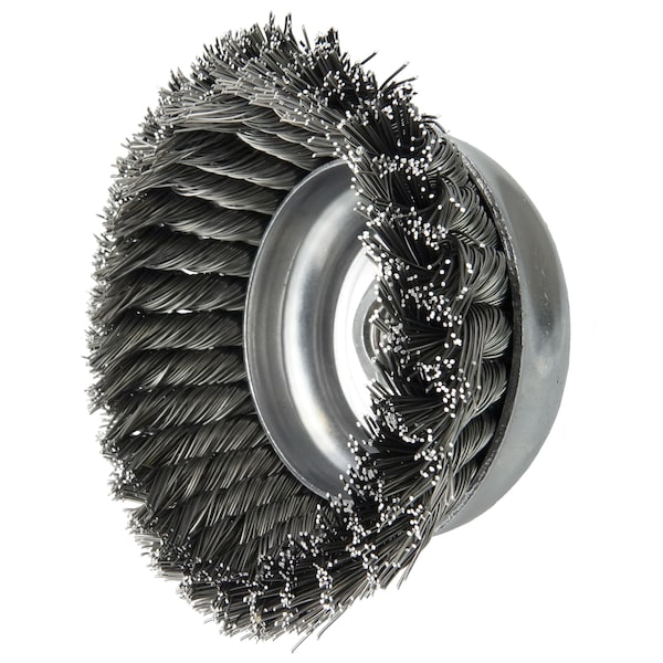 Weiler 5" Single Row Knot Wire Cup Brush .014" Steel Fill 5/8"-11 UNC Nut - 12256