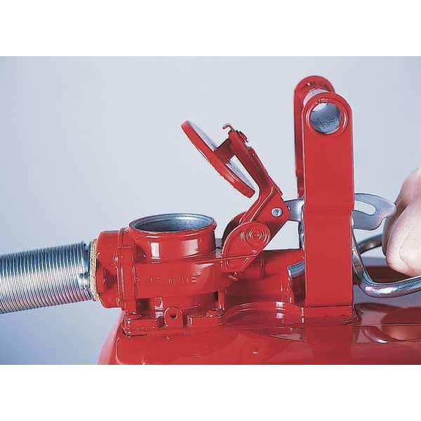 Justrite Type II Safety Can, 5 Gal Capacity, Galvanized Steel, For Flammables, Red, Includes Hose - 7250130