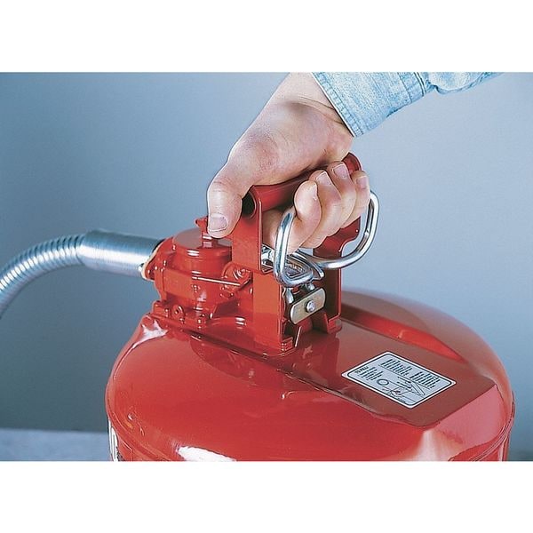 Justrite Type II Safety Can, 5 Gal Capacity, Galvanized Steel, For Flammables, Red, Includes Hose - 7250130