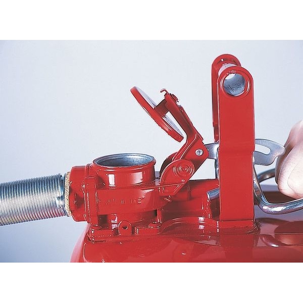 Justrite Type II Safety Can, 5 Gal Capacity, Galvanized Steel, For Flammables, Red, Includes Hose - 7250130