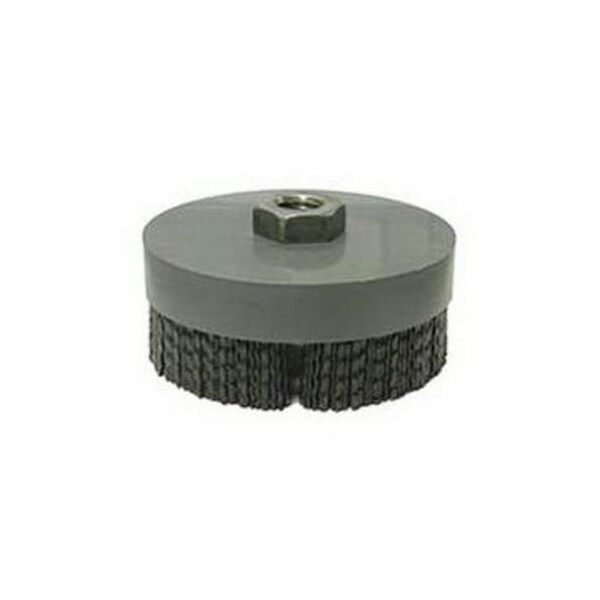 Nylox Cup Brush, Rectangular, 4 in Brush Dia, 5/8-11 Arbor Hole, Crimped Filament/Wire Type, 0.049 in, 0.0 - 86160