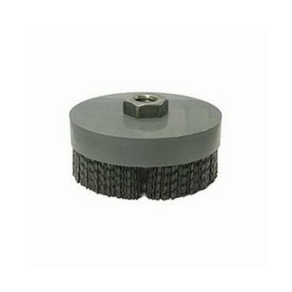 Nylox Cup Brush, Rectangular, 4 in Brush Dia, 5/8-11 Arbor Hole, Crimped Filament/Wire Type, 0.049 in, 0.0 - 86160