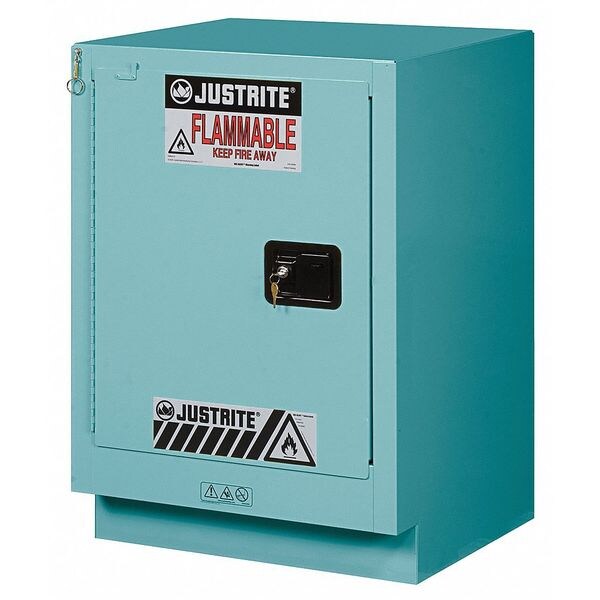Justrite Corrosive Safety Cabinet, 15 gal, 1 Shelves, Steel, 24 in W x 35-3/4" H x 21-5/8 in D, Blue - 8825122