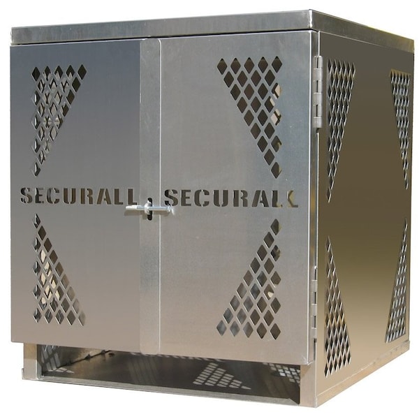 Securall 4 Cylinder Horizontal Aluminum LP & Oxygen Gas Storage Cabinet, 20 or 33 Lb, Standard Door - LP4S
