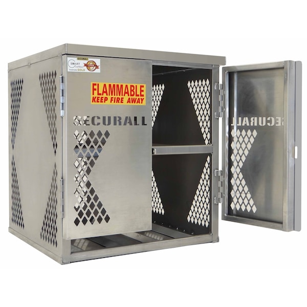 Securall 4 Cylinder Horizontal Aluminum LP & Oxygen Gas Storage Cabinet, 20 or 33 Lb, Standard Door - LP4S