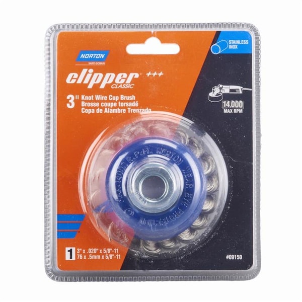 Tool Time 3 in. Clipper Knot Wire Cup Brush - Stainless Steel 14000 rpm - TO3311900