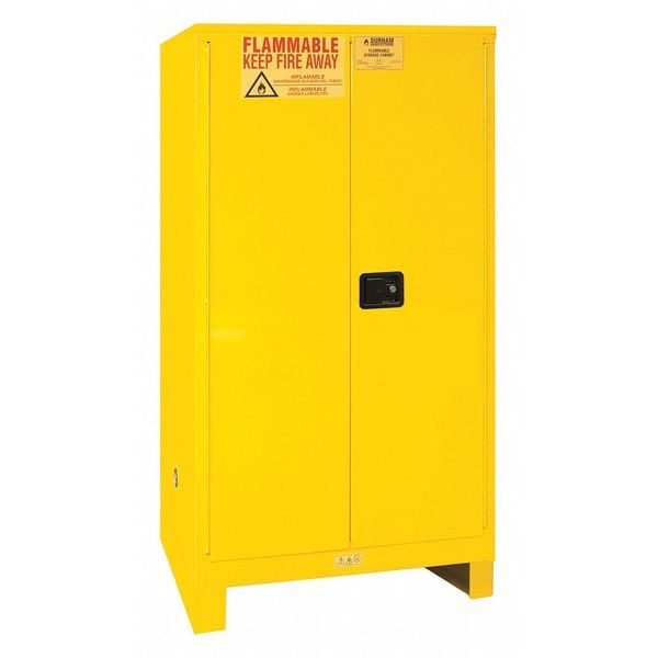 Durham Mfg Flammables Safety Cabinet, 60 gal, 2 Shelves, Steel, 34 in W x 71 in H x 34 in D, Yellow - 1060ML-50