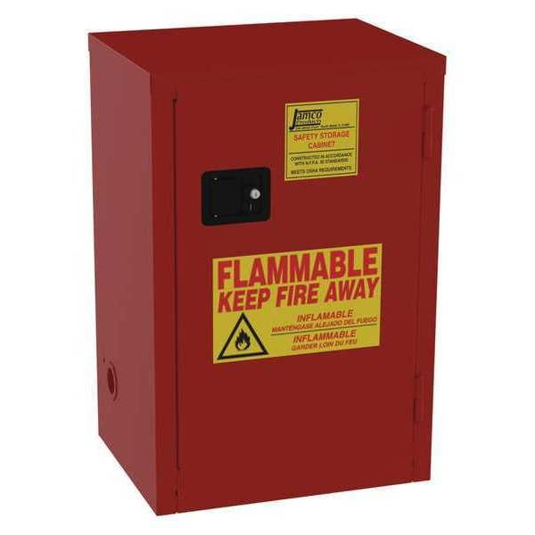 Jamco Flammables Safety Cabinet, 18 gal, 2 Shelves, Steel, 23 in W x 35 in H x 18 in D, Red - BP18RP