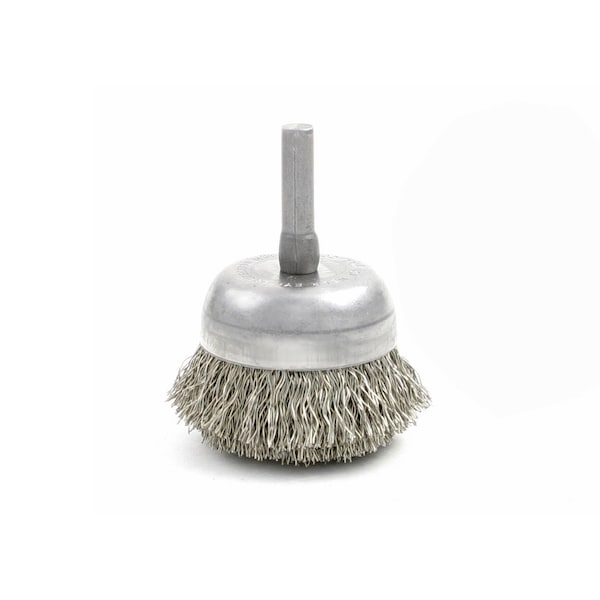 Brush Research Manufacturing BNH1610 Small Diameter Cup Brush. 1.750" Dia., .010CS, .750" Trim Length, .250" Shank Diameter - BNH1610