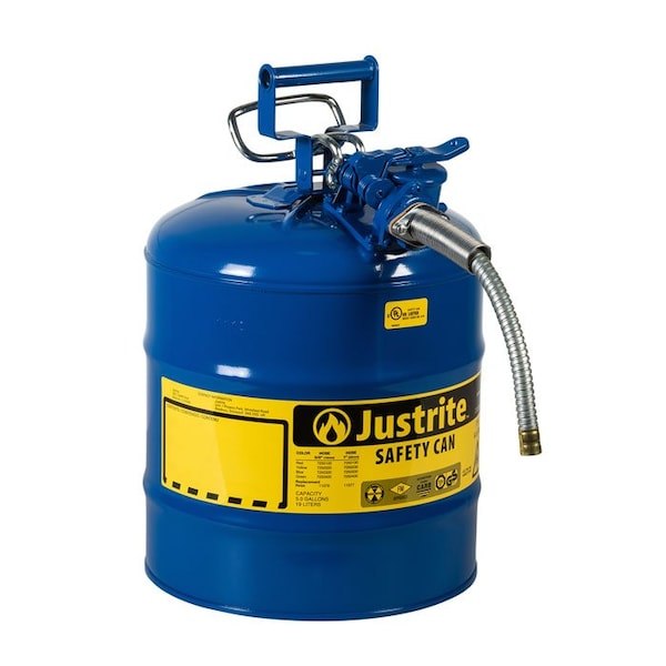 Justrite Safety Can, Steel, 5 gal, Blue - 7250320