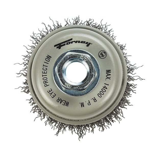 Forney Command PRO Cup Brush, Crimped, 3 in x .014 in x 5/8 in-11 - 72826
