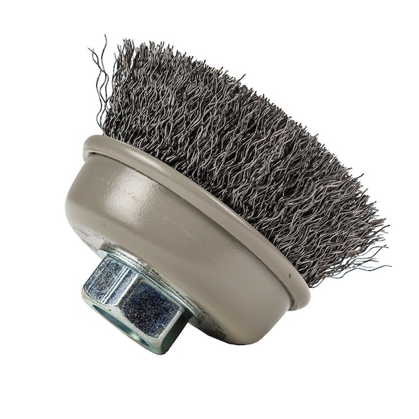 Forney Command PRO Cup Brush, Crimped, 3 in x .014 in x 5/8 in-11 - 72826