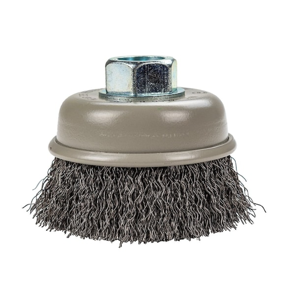 Forney Command PRO Cup Brush, Crimped, 3 in x .014 in x 5/8 in-11 - 72826