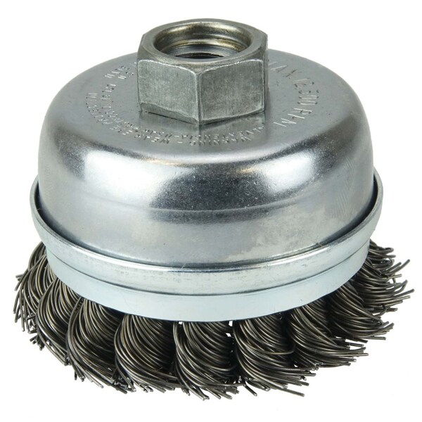 Weiler 2-3/4" Single Row Knot  Cup Brush, Banded.020" , 5/8"-11 UNC Nut - 13301