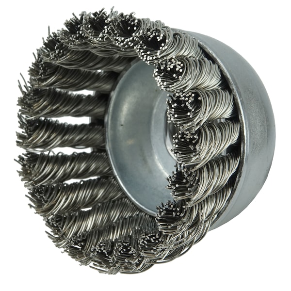 Weiler 2-3/4" Single Row Knot  Cup Brush.020" Stainless , 3/8"-24 UNF Nut - 13256