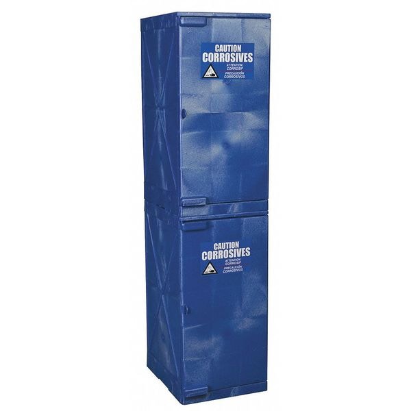 Eagle Mfg Corrosives Safety Cabinet, 24 gal, 4 Shelves, Polyethylene, 18 in W x 72 in H x 22 in D, Blue - M24CRA