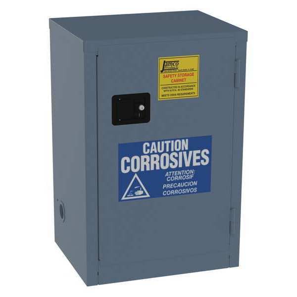 Jamco Corrosives Safety Cabinet, 12 gal, 1 Shelves, Steel, 23 in W x 35 in H x 18 in D, Blue - CK12BP