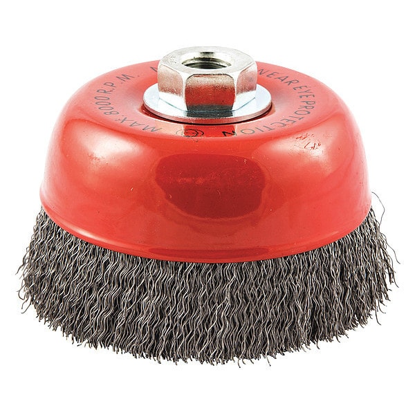 Zoro Select Crimped Wire Cup Brush, 1-3/8" L Trim - 66252839105