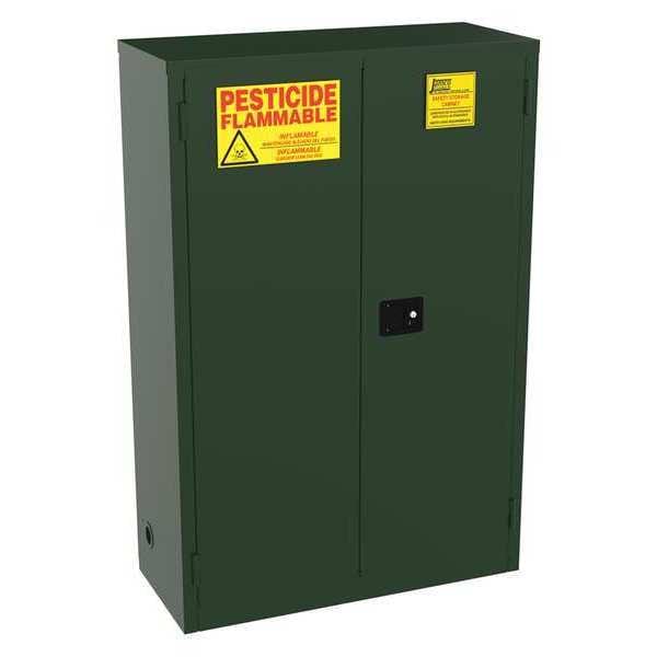 Jamco Pesticides Safety Cabinet, 45 gal, 2 Shelves, Steel, 43 in W x 65 in H x 18 in D, Green - FL45EP