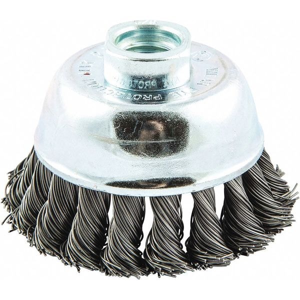 Zoro Select Cup Brush, Wire 0.020" dia., Carbon Steel - 66254443318