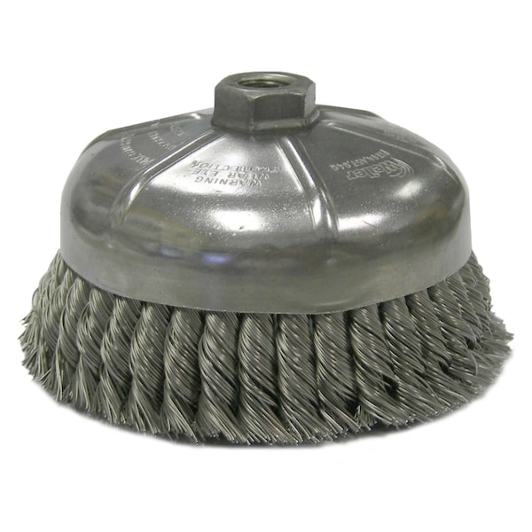 Weiler 6" Single Row Knot Wire Cup Brush .023" Steel Fill 5/8"-11 UNC Nut - 12376
